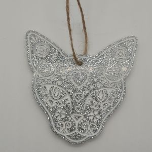 Ornament Cat Sugar Skull w/ Glitter